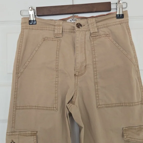 Kensie Jeans The Ella High Rise Straight Khaki Utility Cargo Pants Size 2 / 26 - Picture 4 of 14